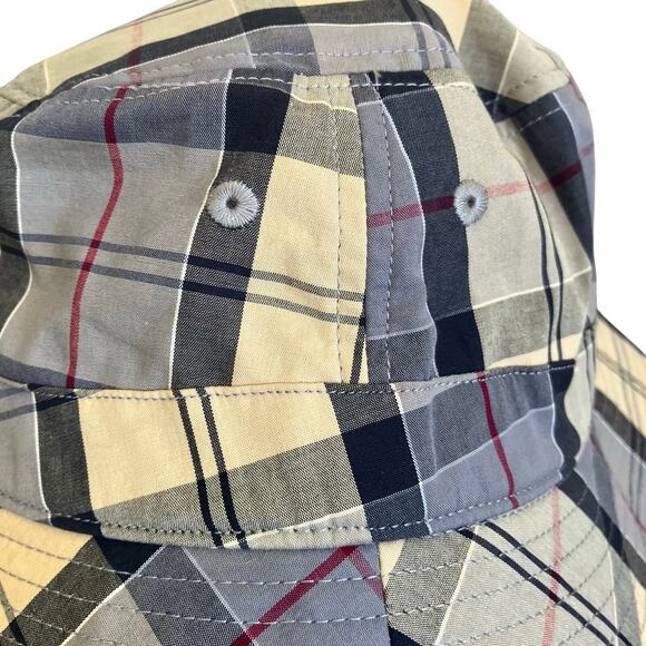 Barbour Mens Sz XL Tartan Bucket Hat Cream Grey Plaid Cassic - Picture 8 of 13